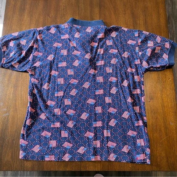 Vintage American Impact American flag print short sleeve polo men’s size Large - Picture 7 of 8